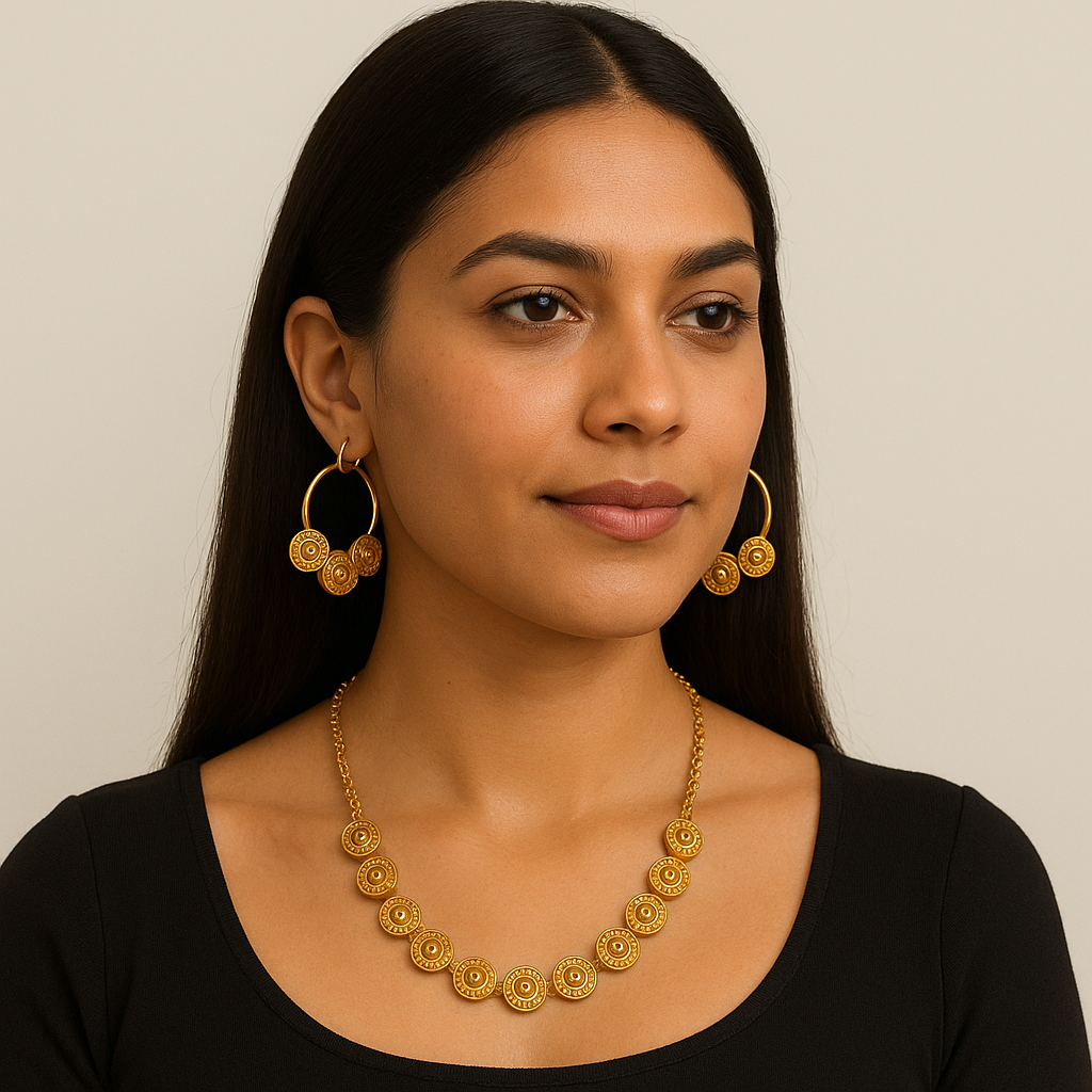 Kriaa Brown Gold Plated Austrian Stone Necklace Set