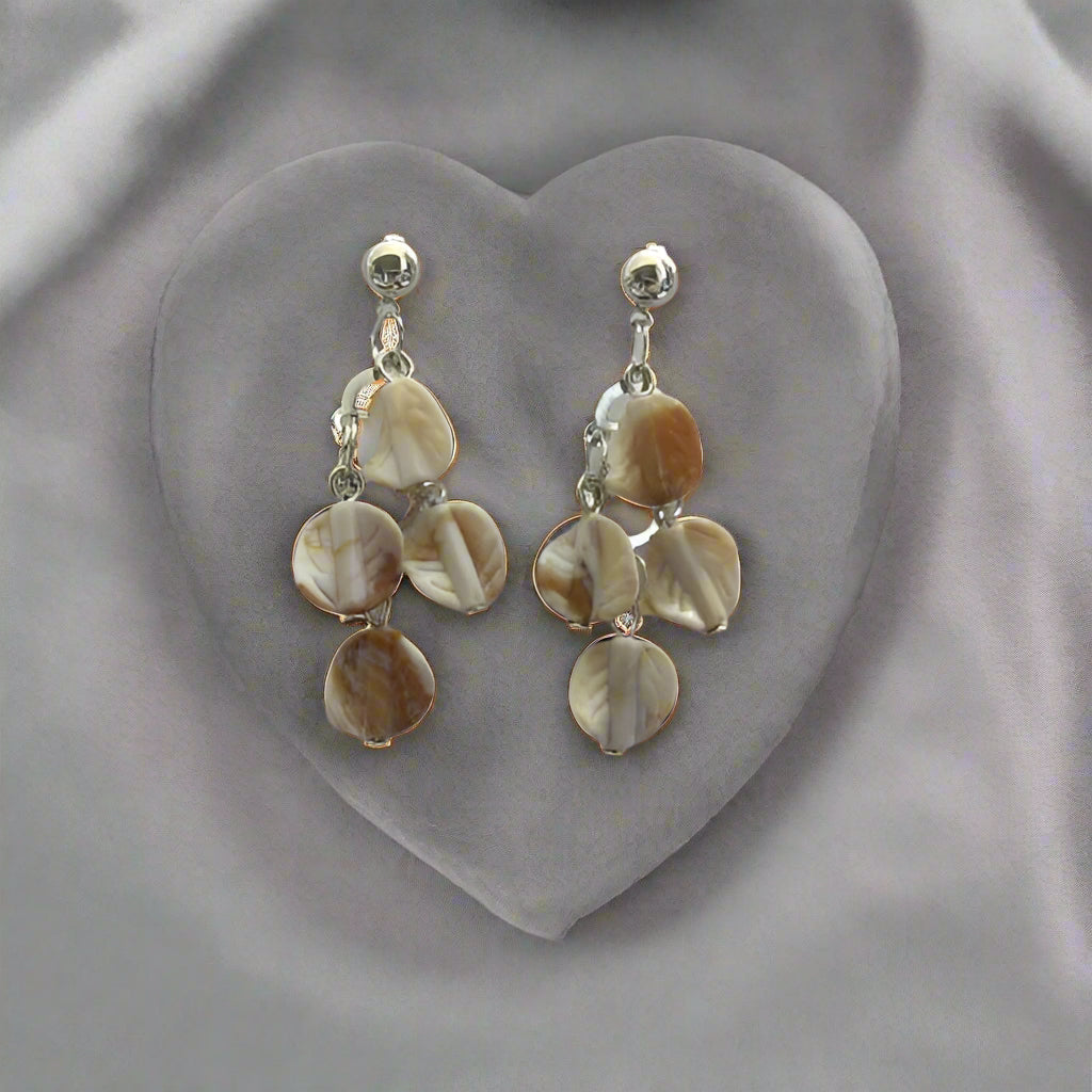 JewelMaze Silver Plated Shell Dangler Earrings - N-7861