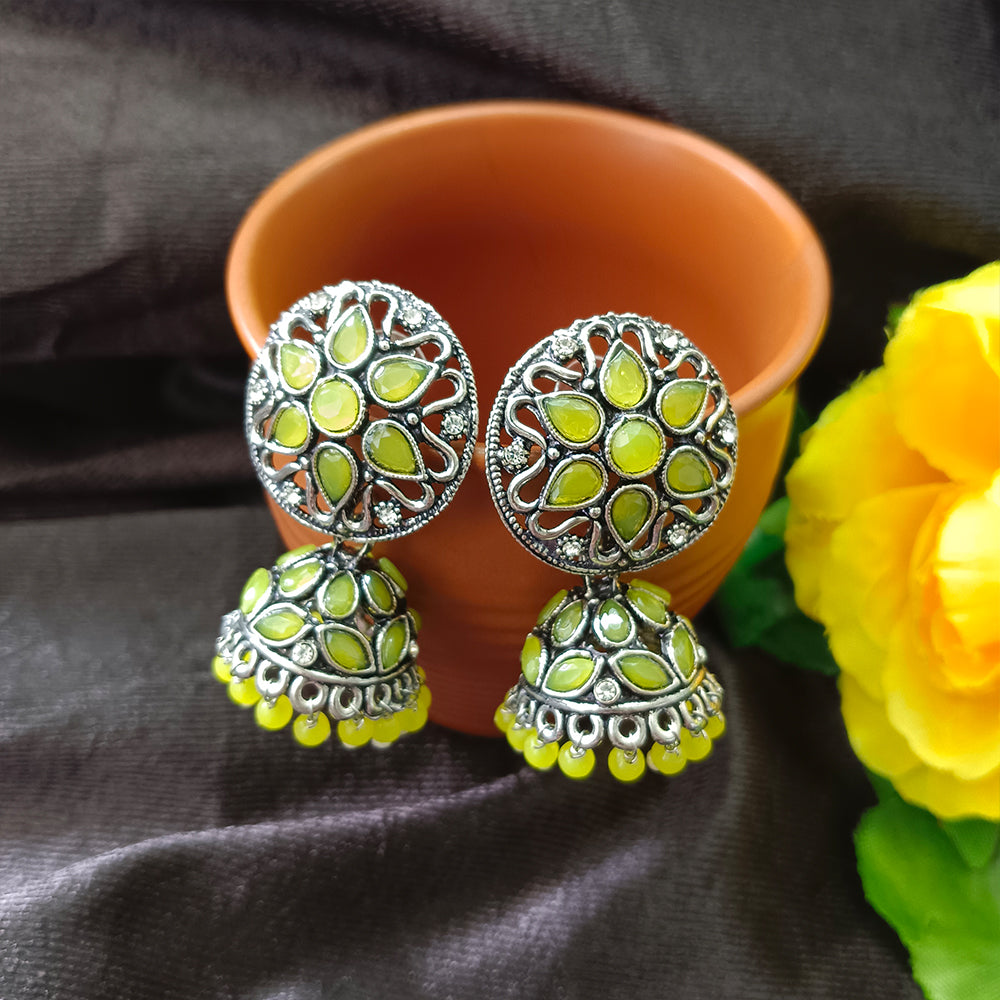 JewelMaze Oxidised Plated Jhumkis Earrings