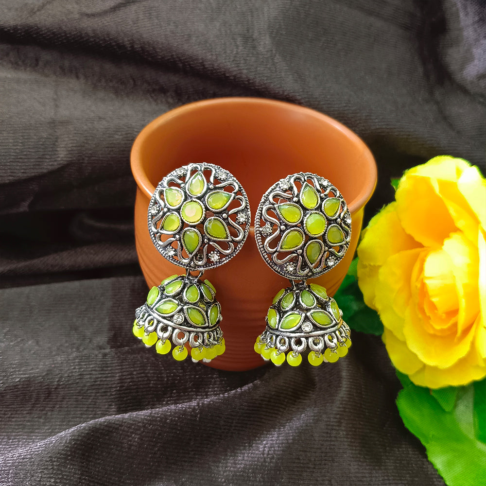 JewelMaze Oxidised Plated Jhumkis Earrings