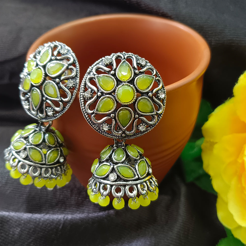 JewelMaze Oxidised Plated Jhumkis Earrings