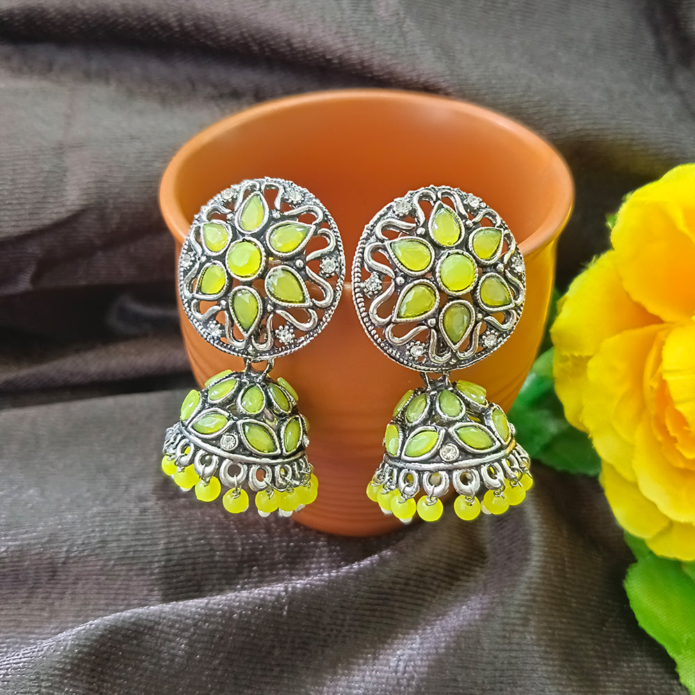 JewelMaze Oxidised Plated Jhumkis Earrings