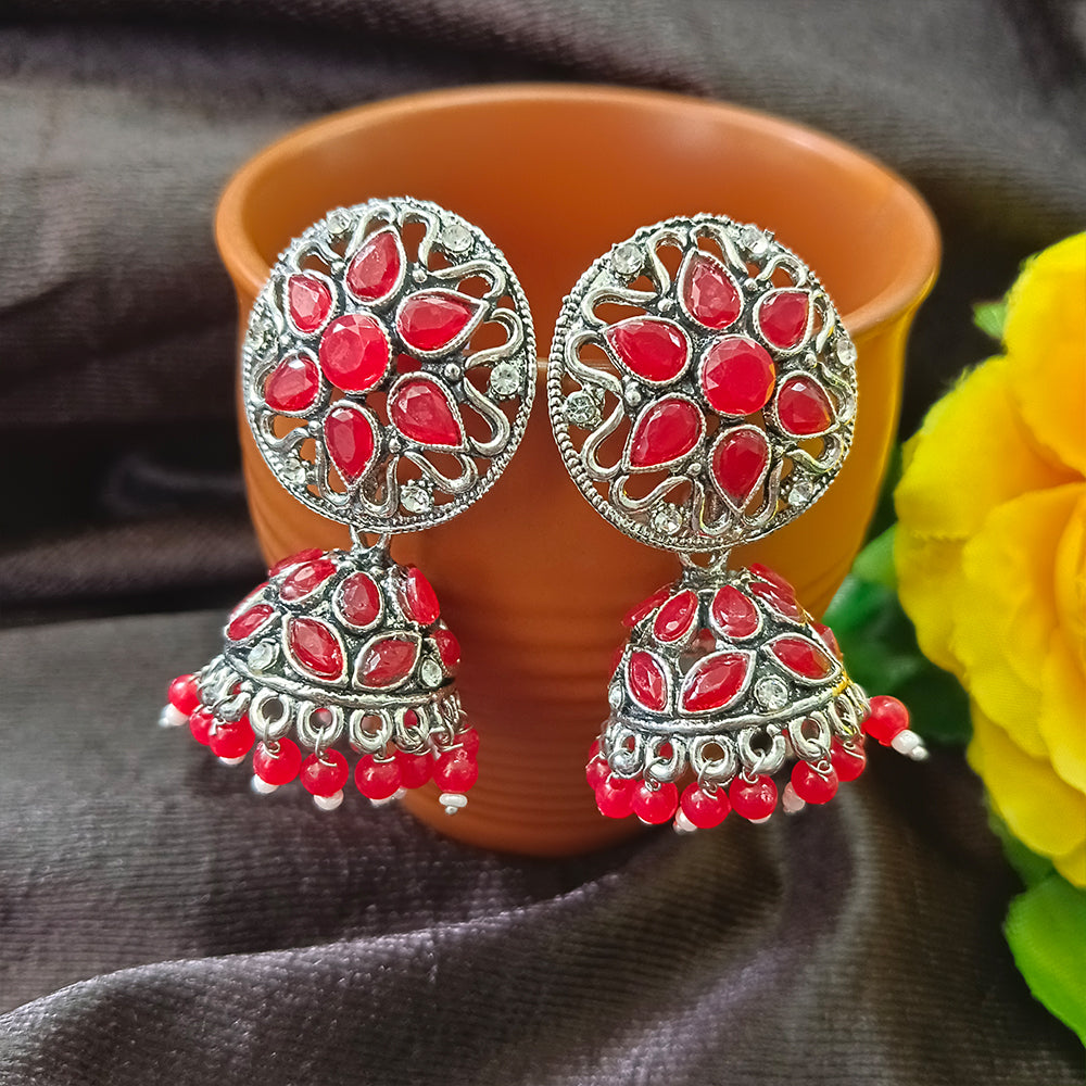 JewelMaze Oxidised Plated Jhumkis Earrings