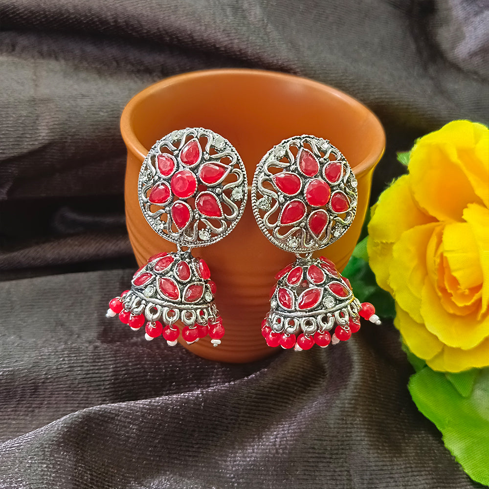 JewelMaze Oxidised Plated Jhumkis Earrings