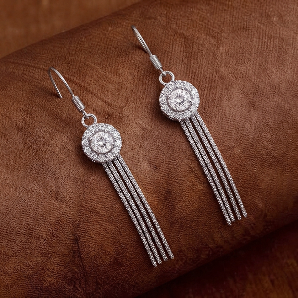 JewelMaze Sparkling Crystal Stone Long Earrings