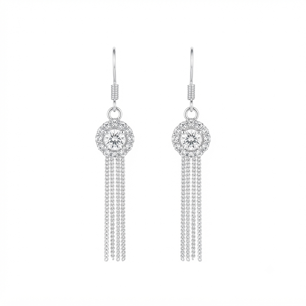 JewelMaze Sparkling Crystal Stone Long Earrings