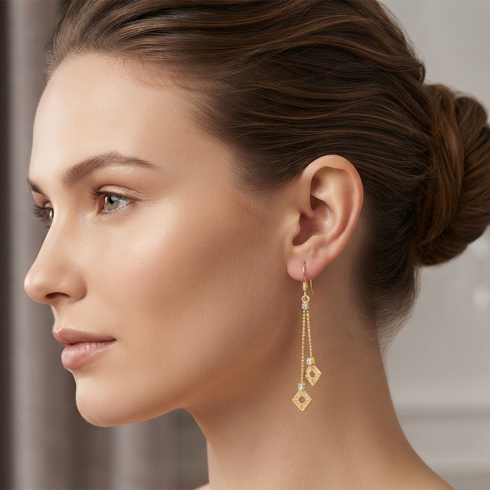 JewelMaze Magnificent Gold Plated Crystal Stone Dangler Earrings for Women