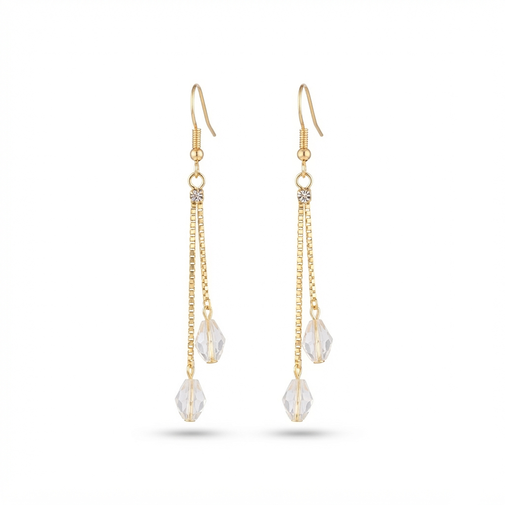 JewelMaze Magnificent Gold Plated Crystal Stone Dangler Earrings for Women