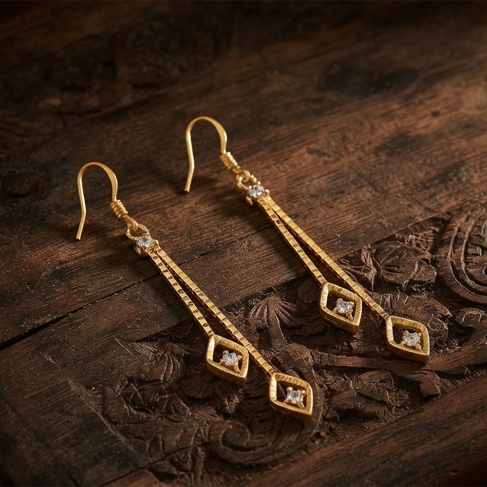 JewelMaze Magnificent Gold Plated Crystal Stone Dangler Earrings for Women
