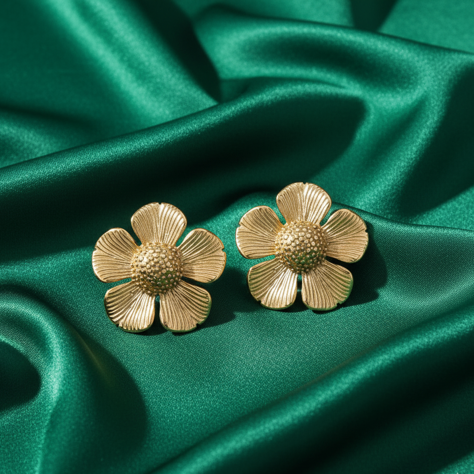 JewelMaze Demi Fine Anti Tarnish Floral Stud Earrings