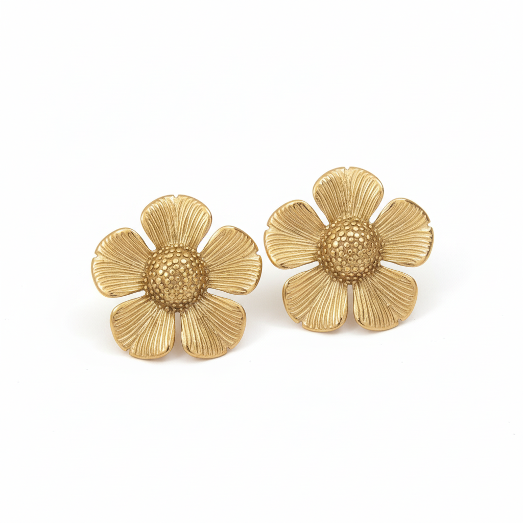 JewelMaze Demi Fine Anti Tarnish Floral Stud Earrings