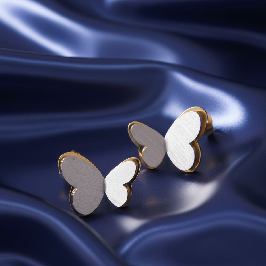 JewelMaze Demi Fine Anti Tarnish Butterfly Stud Earrings