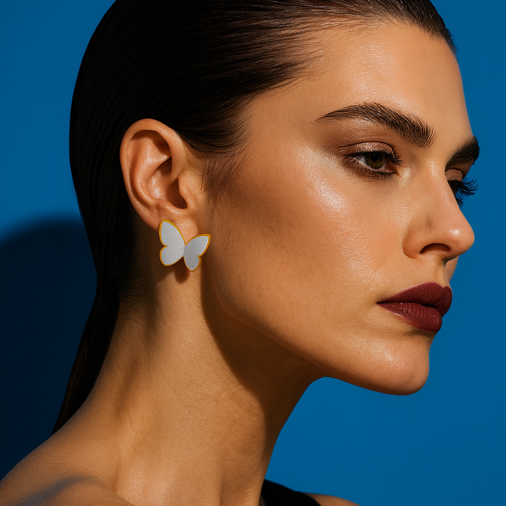 JewelMaze Demi Fine Anti Tarnish Butterfly Stud Earrings