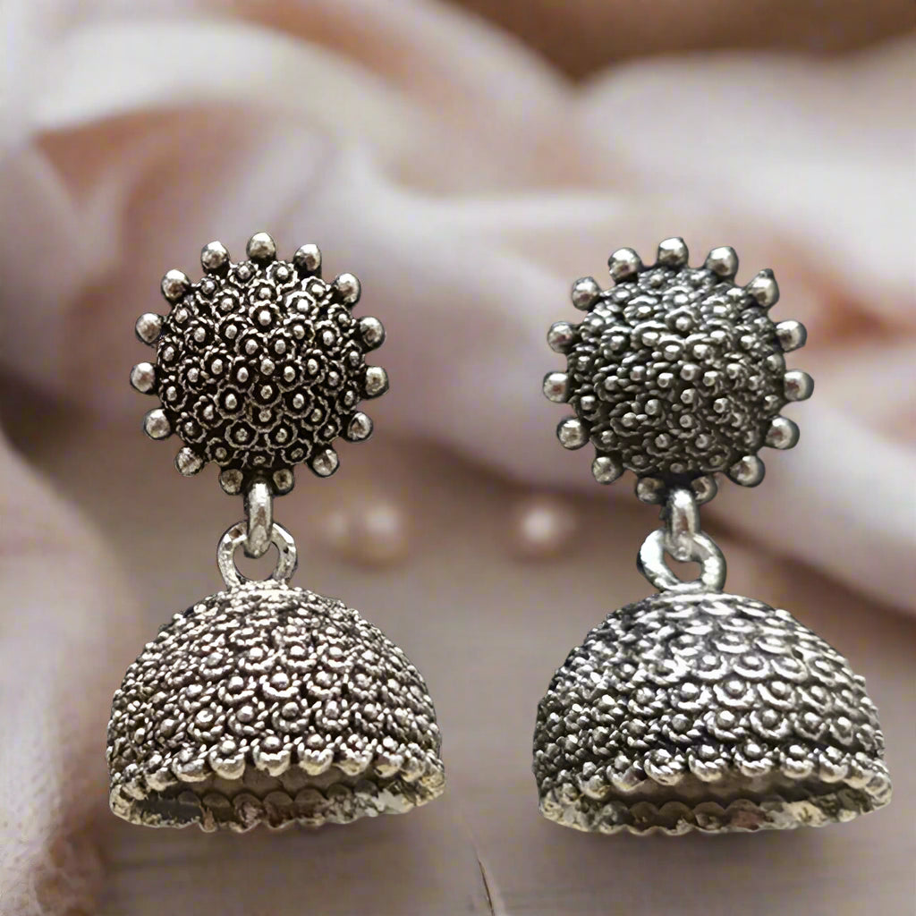 Jewelmaze Oxidized Plated Jhumki Earrings - TAHEAR23