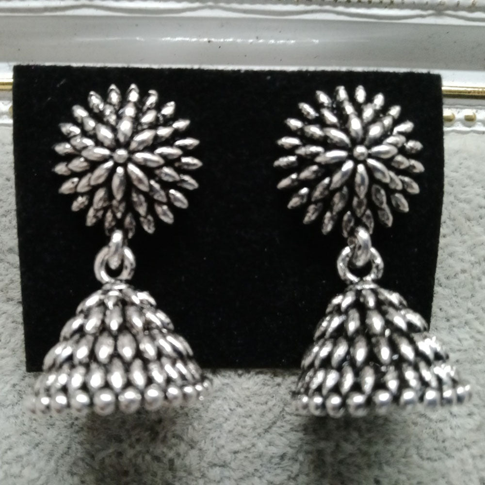 Jewelmaze Oxidized Plated Jhumki Earrings - TAHEAR26