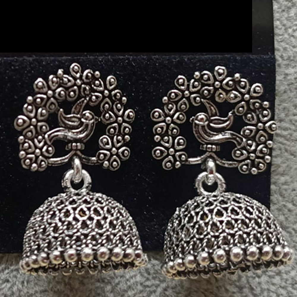 Jewelmaze Oxidized Plated Jhumki Earrings - TAHEAR88