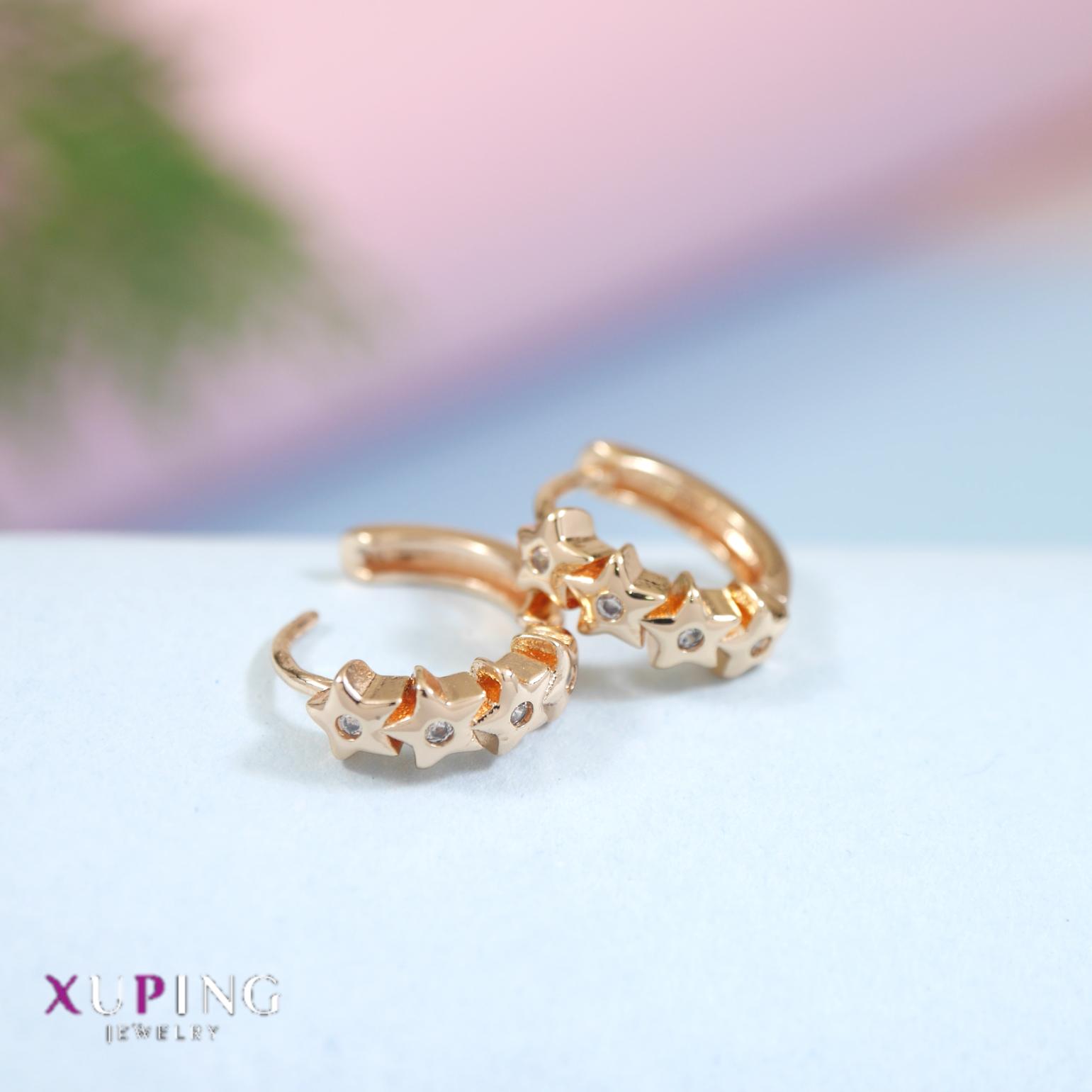 JewelMaze Gold Plated Mini Stars Design Xuping Hoops Earring - XPNGER 5683