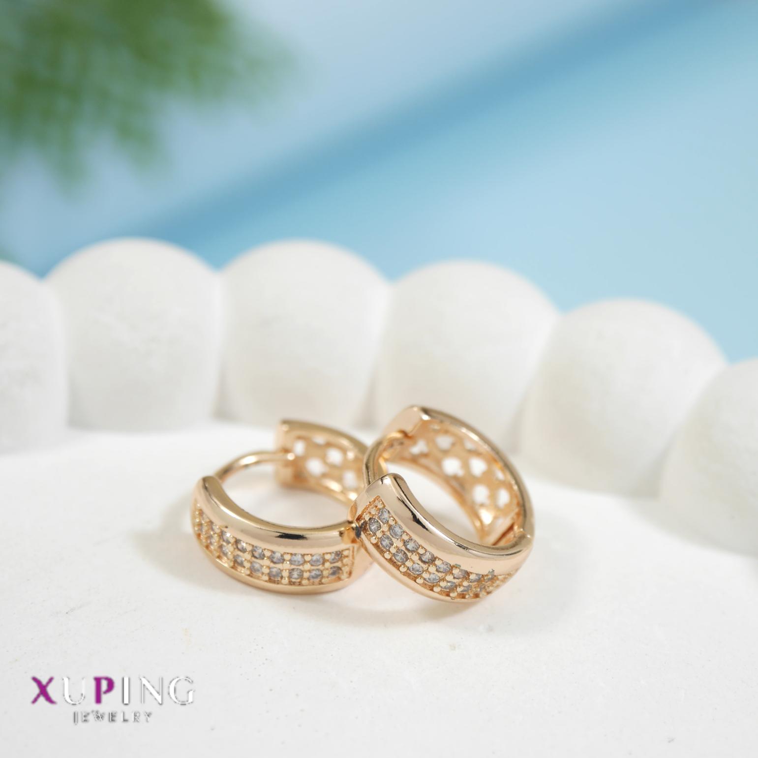 JewelMaze Gold Plated Xuping Hoops Earring