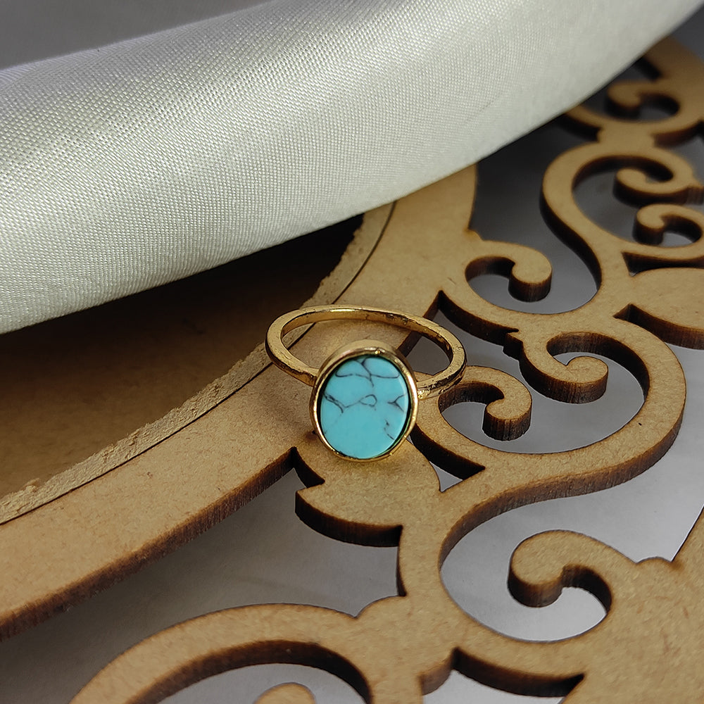 Bhavi Jewels Gold Plated Ovel Turquoise Finger Ring - 1505575A_16