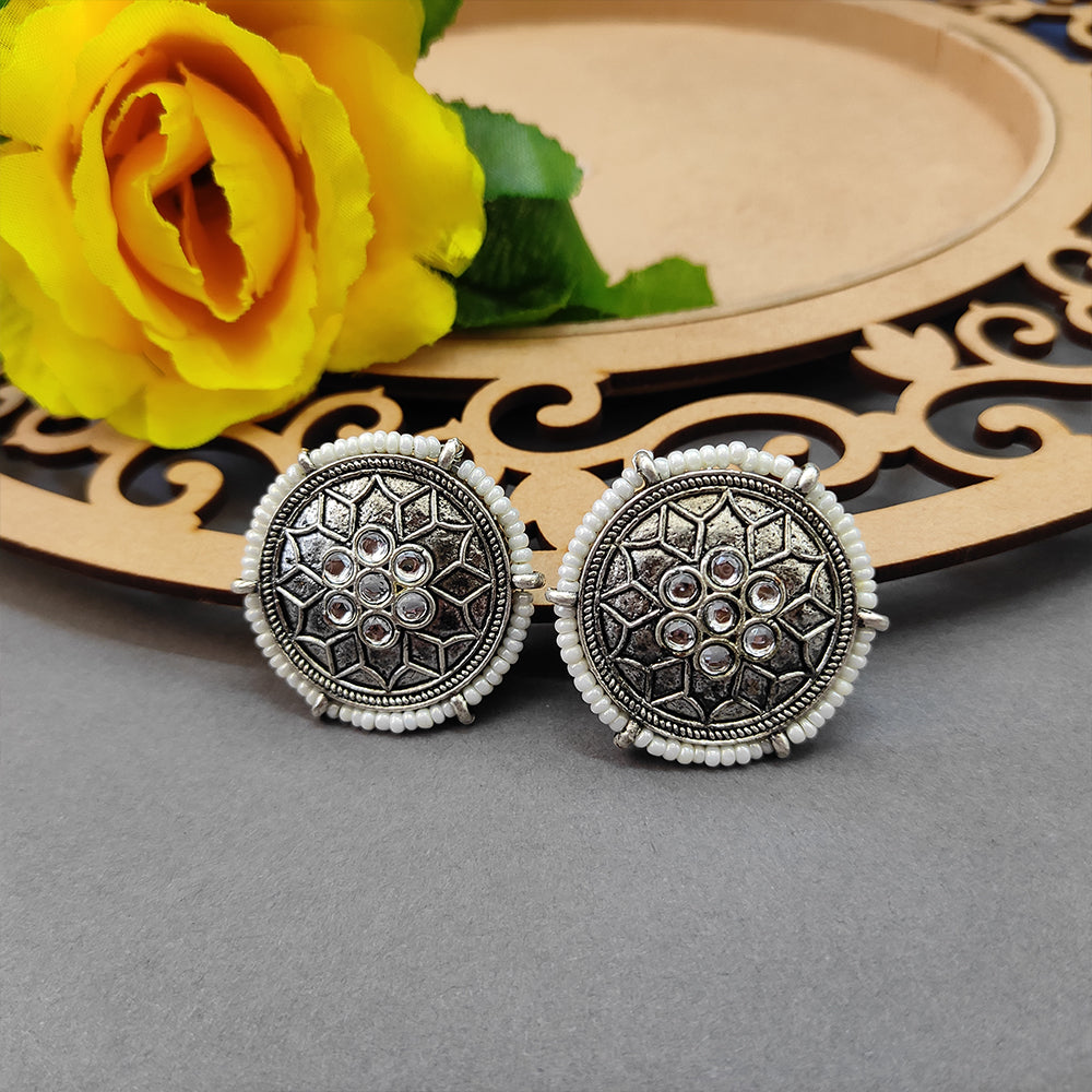 Bhavi Jewels Silver Oxidised Stud Earring - 10161118OX