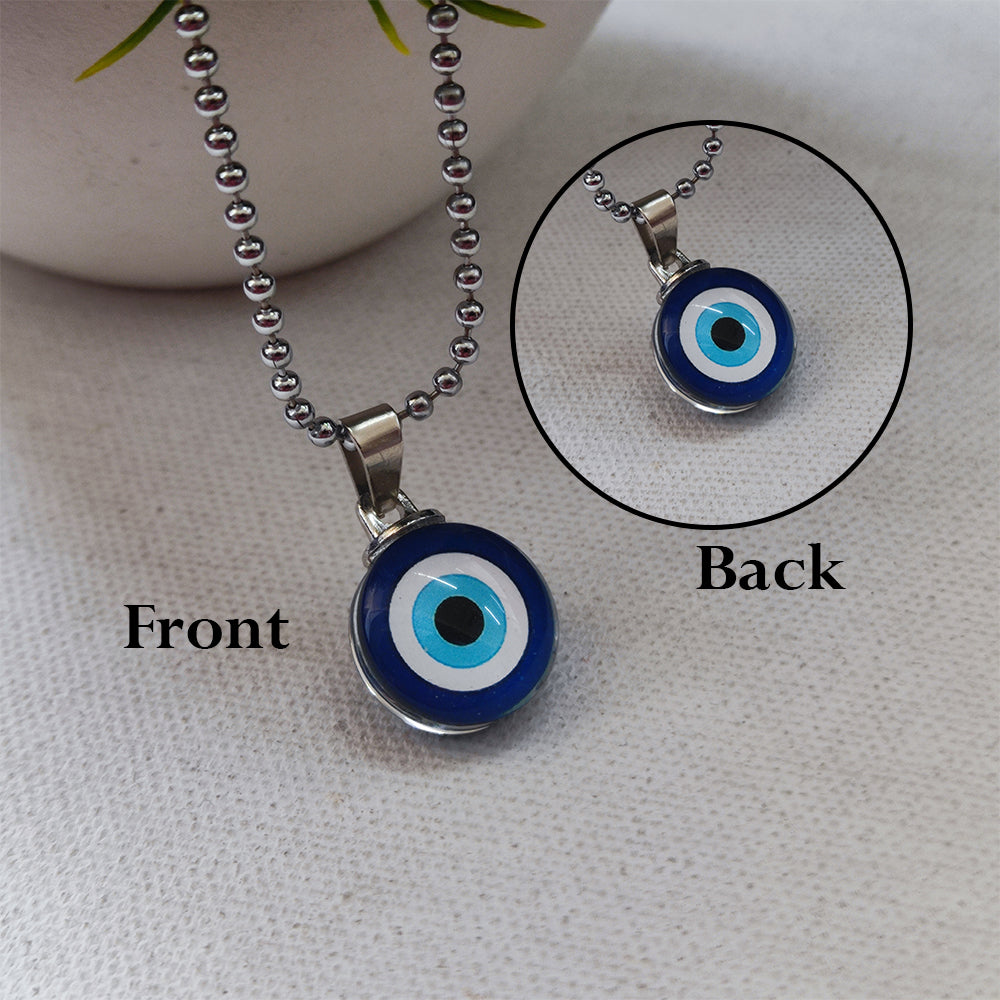 JewelMaze Silver Plated Gems Evil Eye Chain Pendant For Women And Men - 1404601