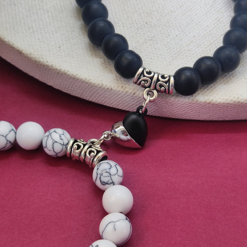 JewelMaze Heart Magnet Bracelet Set for Men Women - 1404605