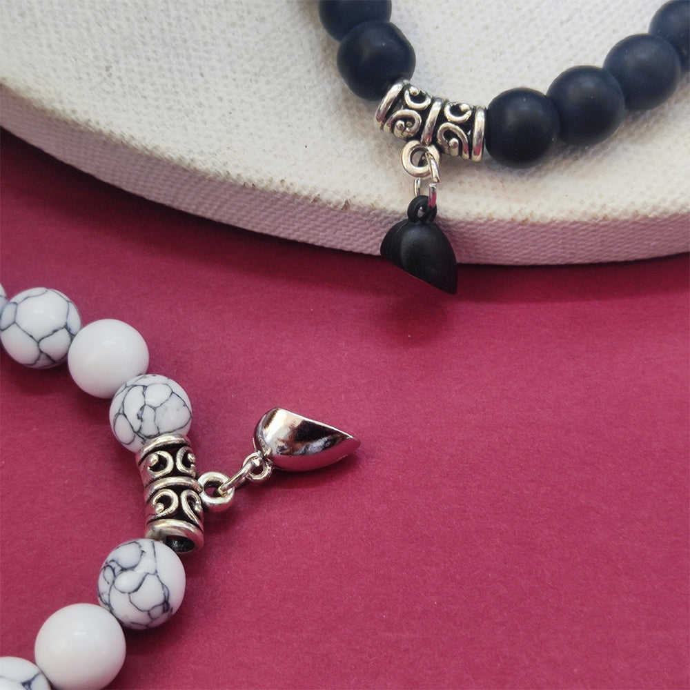 JewelMaze Heart Magnet Bracelet Set for Men Women - 1404605