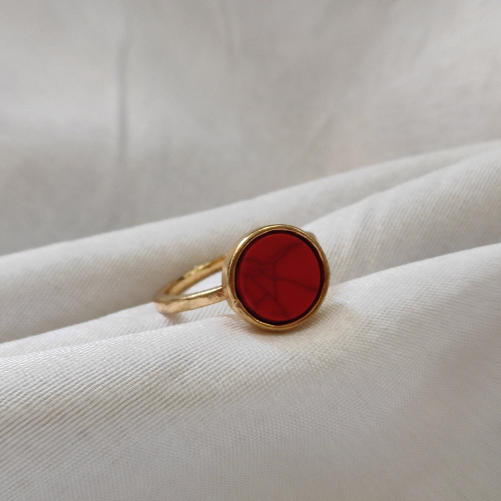 Bhavi Jewels Gold Plated Red Turquoise Finger Ring - 1505576A_16