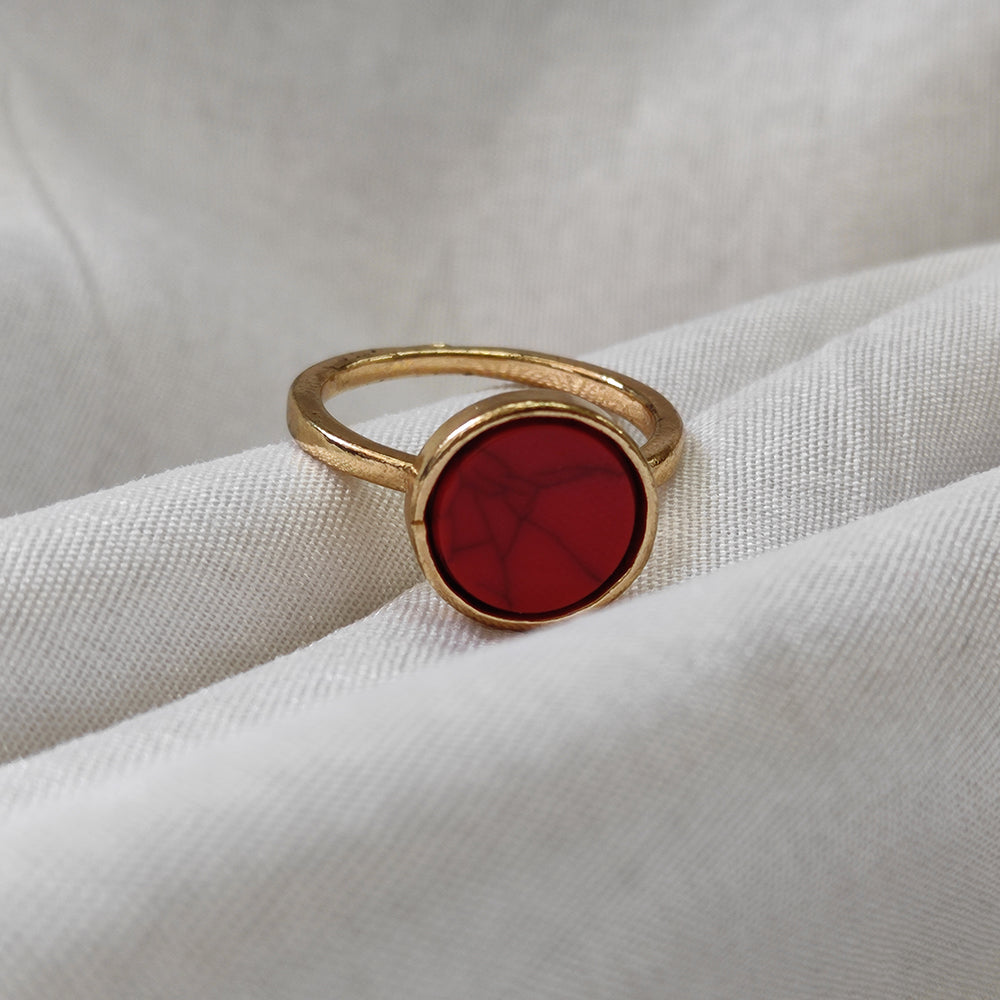Bhavi Jewels Gold Plated Red Turquoise Finger Ring - 1505576A_16