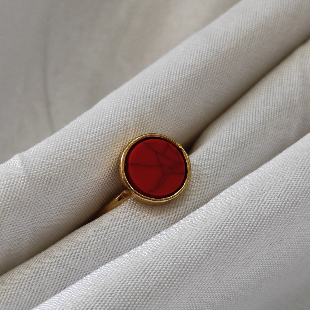 Bhavi Jewels Gold Plated Red Turquoise Finger Ring - 1505576A_16