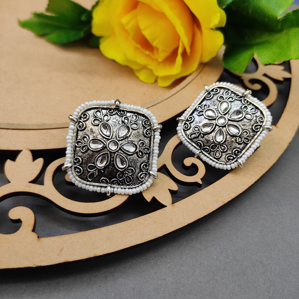 JewelMaze Oxidised Plated Stud Earrings - 10161114OX