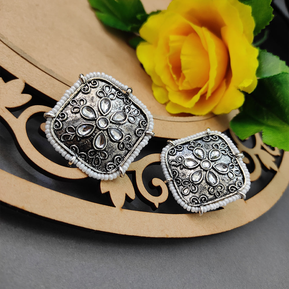 JewelMaze Oxidised Plated Stud Earrings - 10161114OX