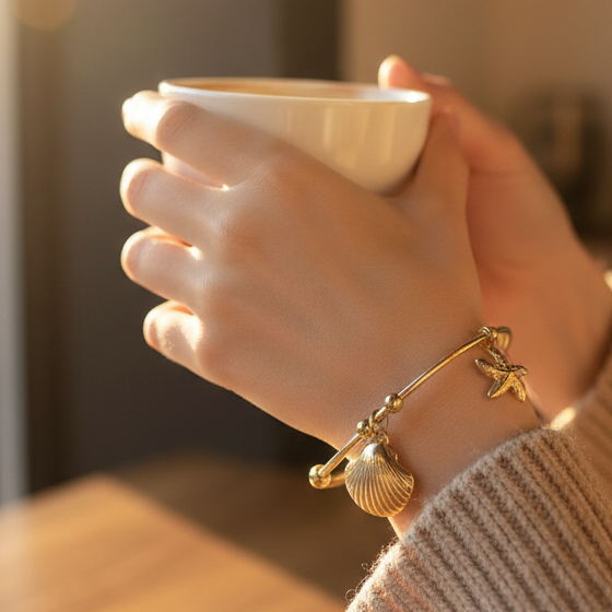 JewelMaze Demi Fine Anti Tarnish Charm Bracelet