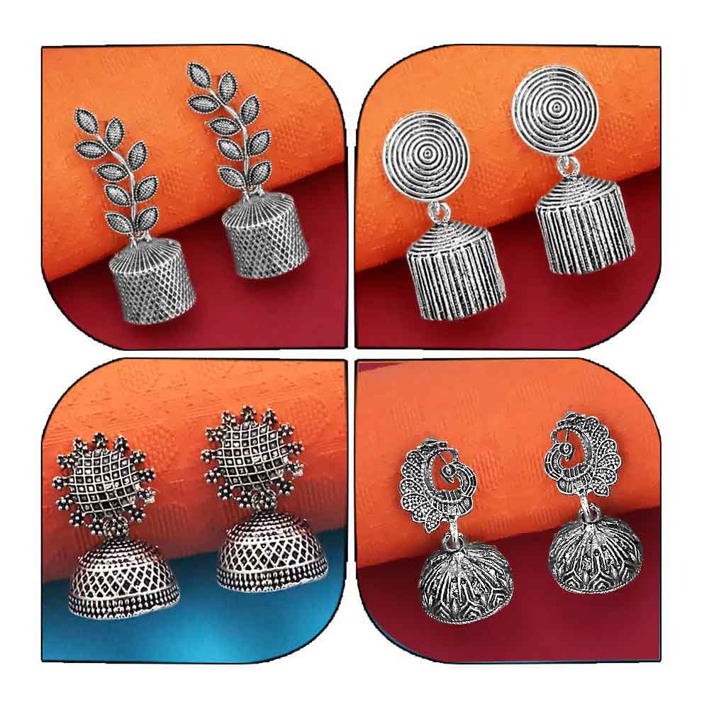 JewelMaze Set of 4 Earrings Combo - 1004005