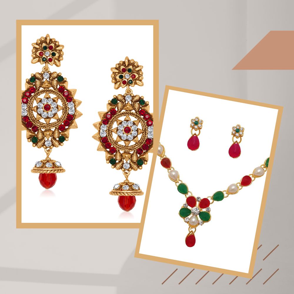 JewelMaze Set of 2 Earrings- 1005166