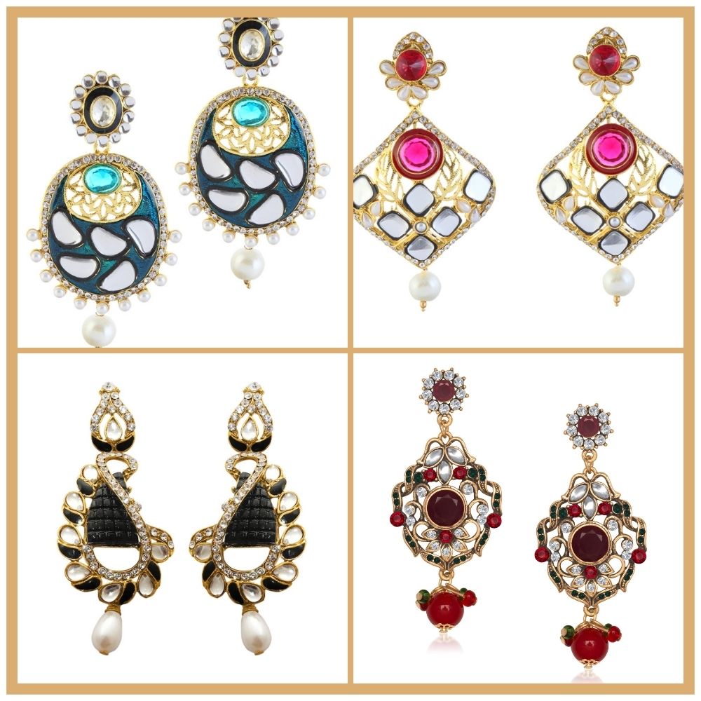 JewelMaze Set of 4 Earrings- 1005168