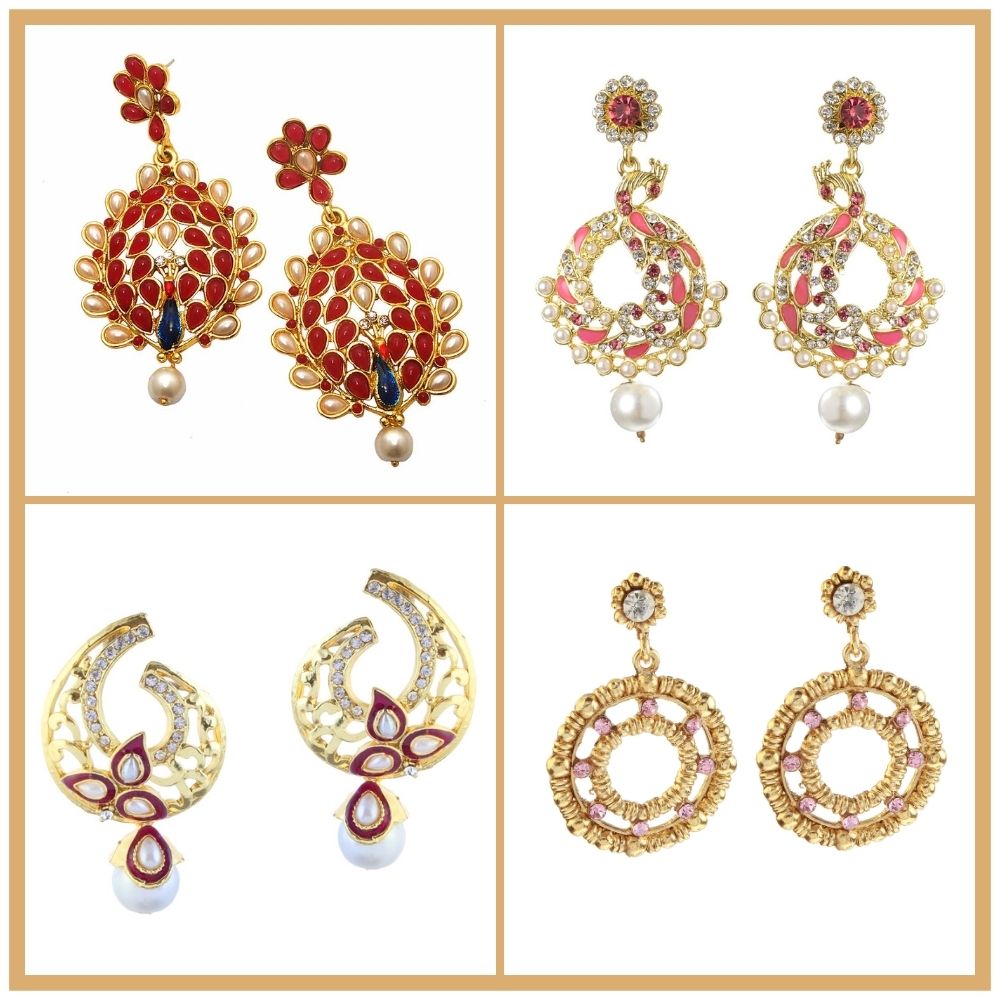 JewelMaze Set of 4 Earrings - 1005170