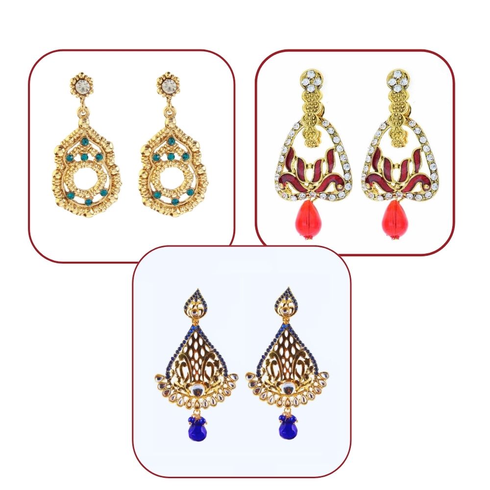 JewelMaze Set of 3 Earrings- 1005171