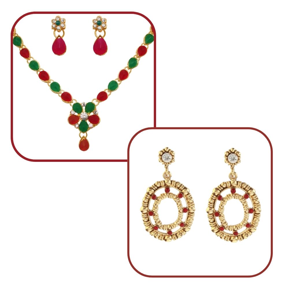 JewelMaze Set of 2 Earrings- 1005173