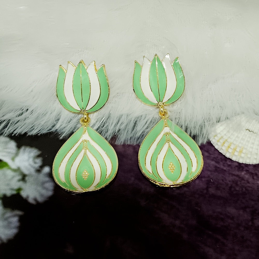 Bhavi Jewels Gold Plated Meenaakri Dangler Earrings  - 10101028LG