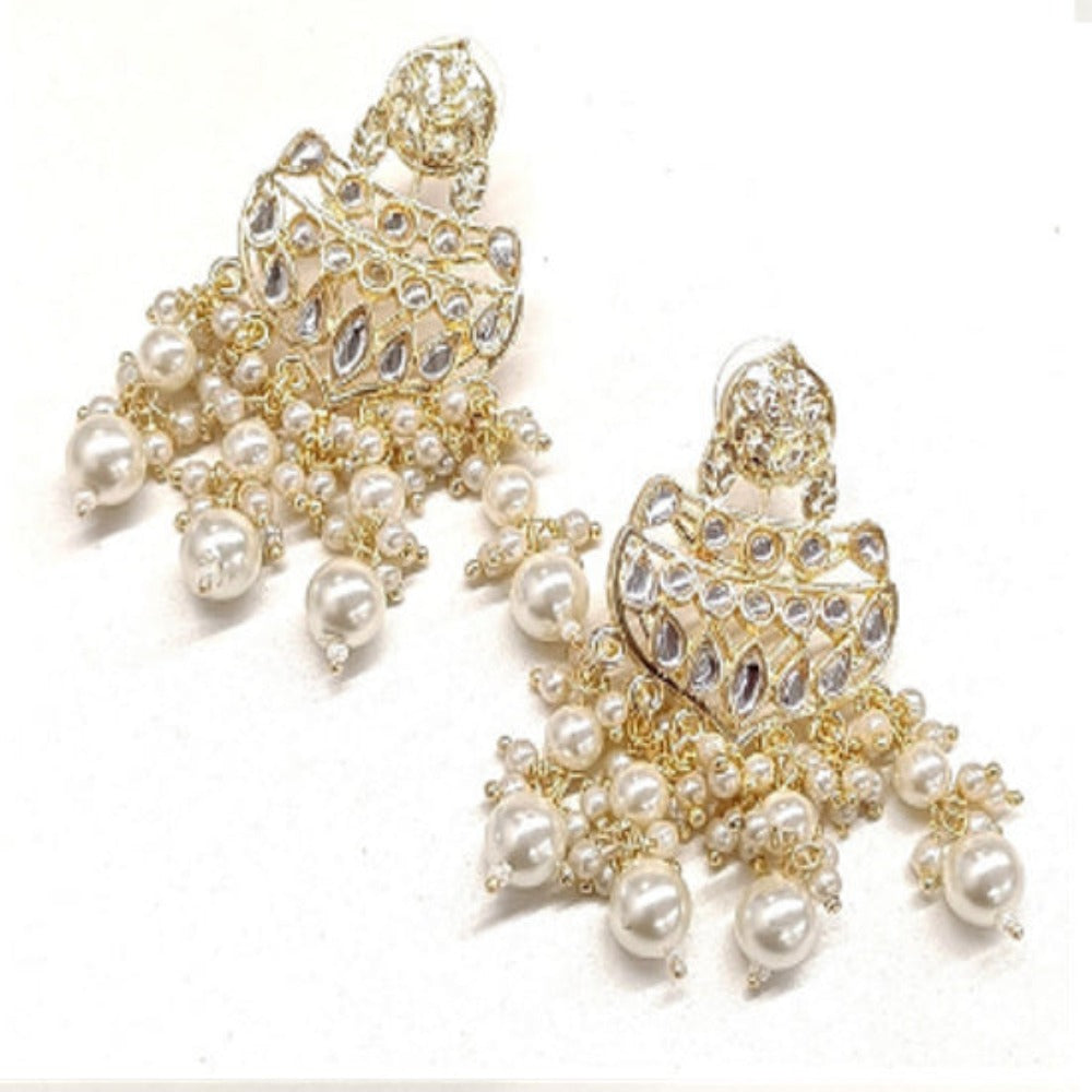 Bhavi Jewels Gold Plated Kundan Dangler Earrings
