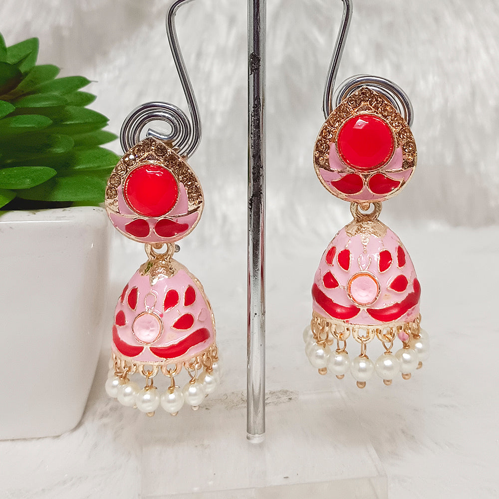 JewelMaze Gold Plated Jhumki Earrings - JW-10101054PK ( Art No. 469469595001 )