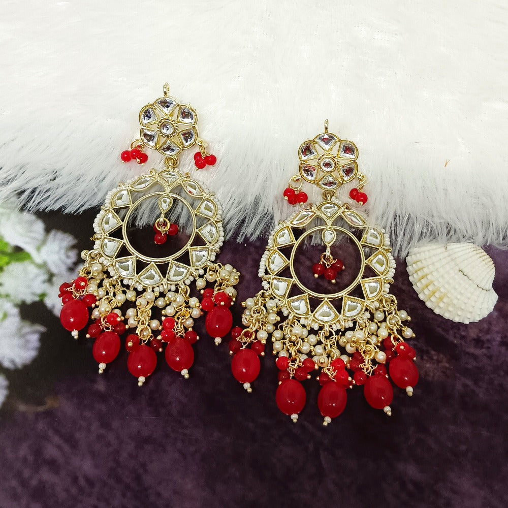 Bhavi Jewels Gold Plated Kundan Dangler Earrings - 10101072RD