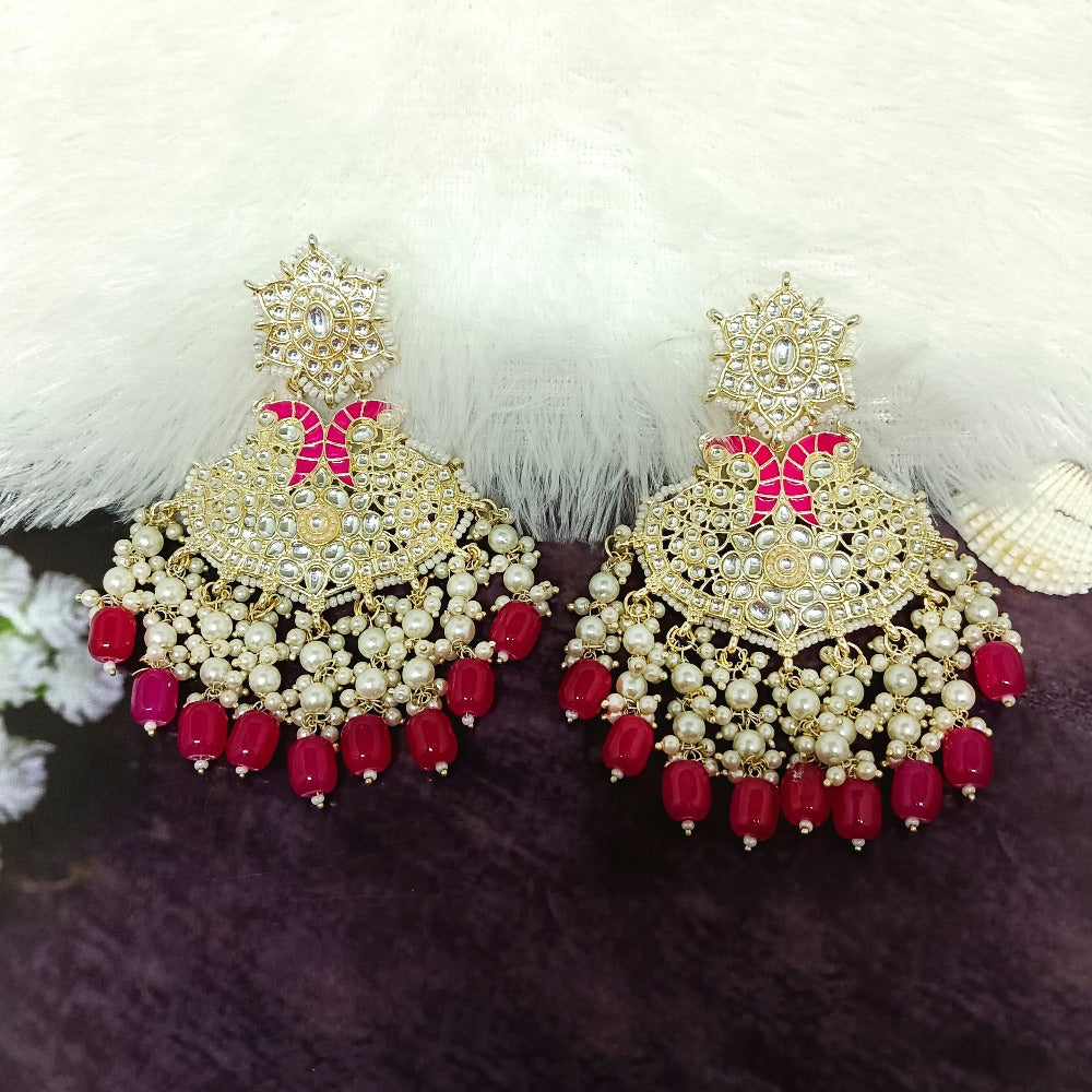Bhavi Jewels Gold Plated Kundan Stone Dangler Earrings - 10101080PK