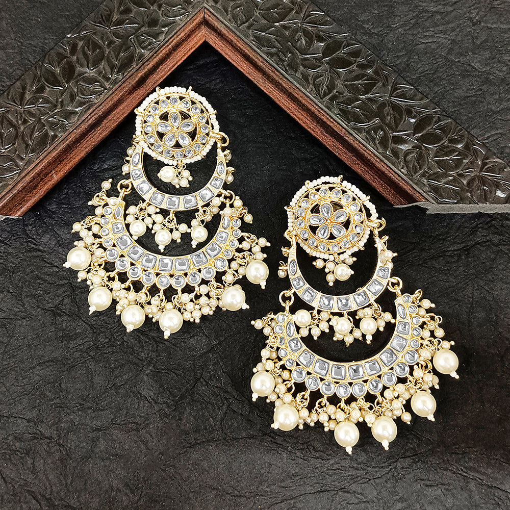 Bhavi Jewels Gold Plated Kundan Stone Dangler Earrings - 10101095WH