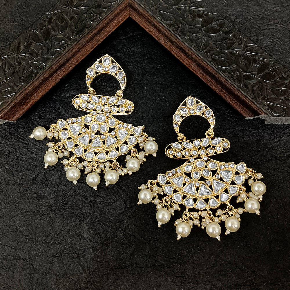 Bhavi Jewels Gold Plated Kundan Stone Dangler Earrings - 10101097WH