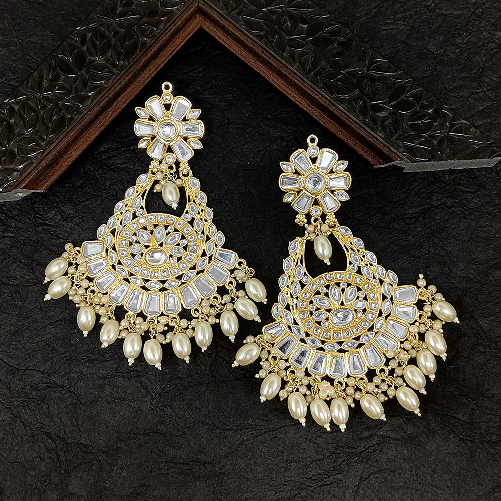 Bhavi Jewels Gold Plated Kundan Stone Dangler Earrings - 10101099WH