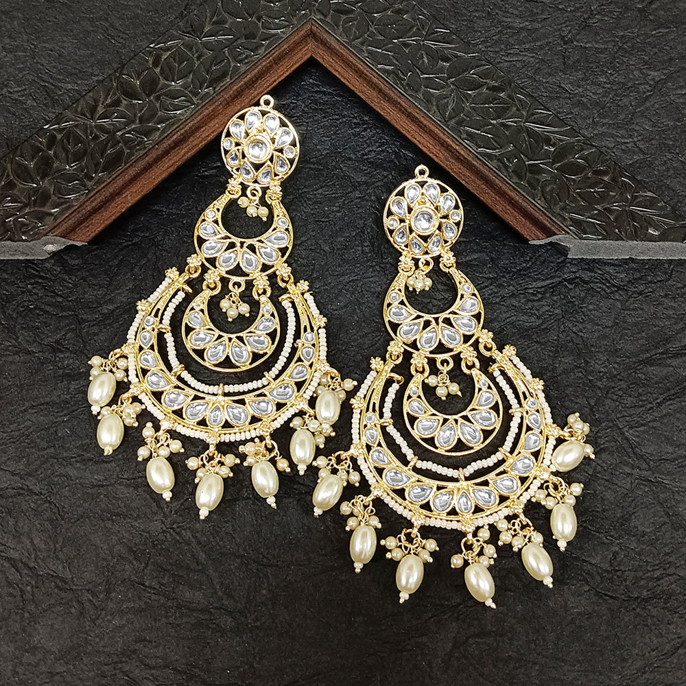 Bhavi Jewels Gold Plated Kundan Stone Dangler Earrings - 10101100WH