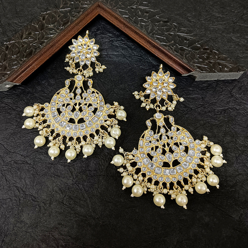 Bhavi Jewels Gold Plated Kundan Stone Dangler Earrings - 10101103WH