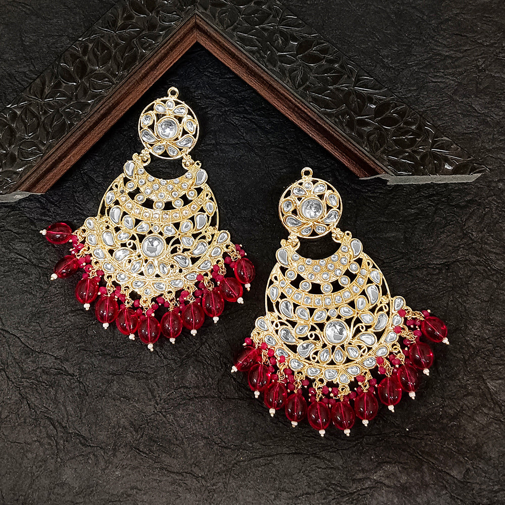 Bhavi Jewels Gold Plated Kundan Stone Dangler Earrings - 10101108PK